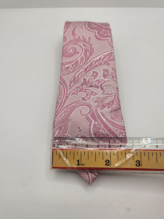 Marks & Spencer Silk Tie Men Pink Paisley Statement Wedding Vintage Necktie BX24