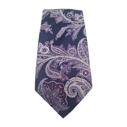 Hawes & Curtis Purple Paisley Mens Silk Tie Classic Designer Necktie Formal Paisley Vintage Mens Tie UK BX6