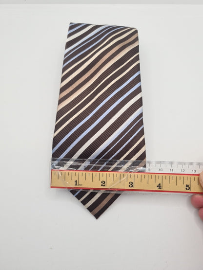 John Lewis Retro Brown Stripe Mens Silk Tie Classic Designer Necktie Striped Vintage Mens Tie UK BX12