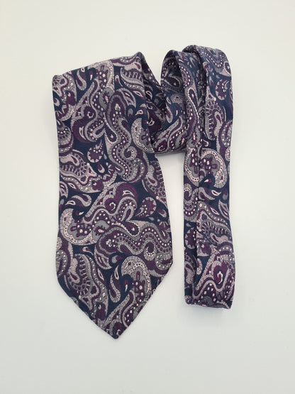 Vintage Liberty Purple Jacquard pattern Silk Tie | Designer Mens Tie UK  BX10