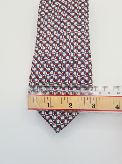 Flanels London Red Grey Circle Pattern Silk Tie | Designer Mens Tie UK Vintage Mens Tie UK BX13