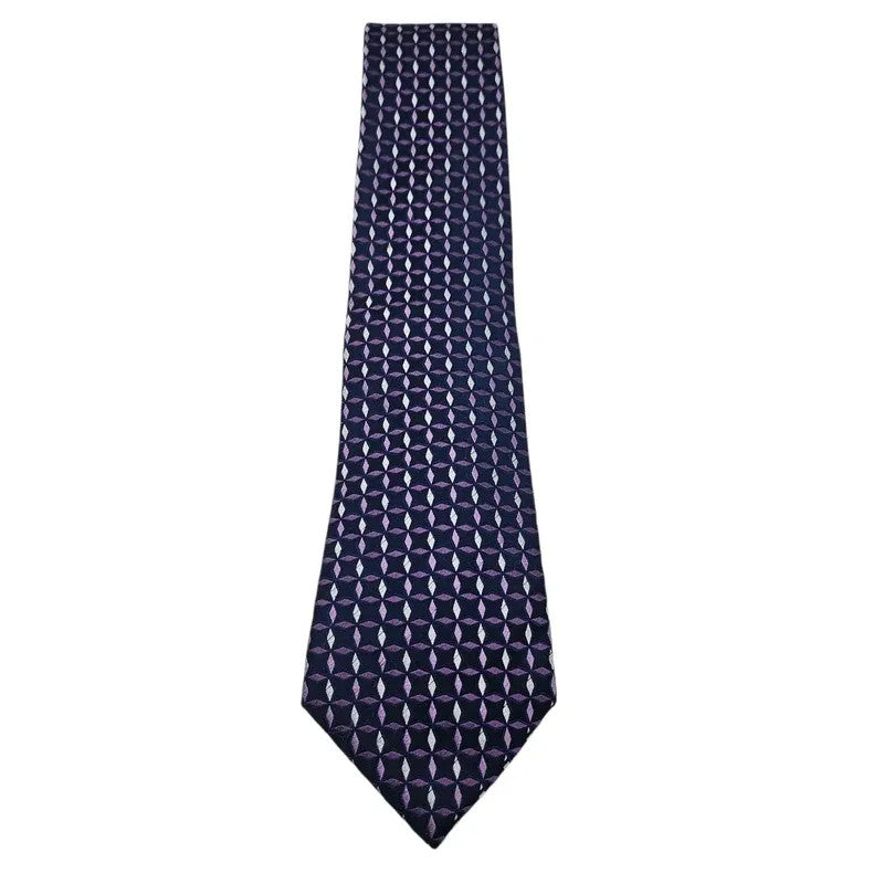 TM Lewin Men's Deep Purple Diamond Contrast Woven Silk Tie