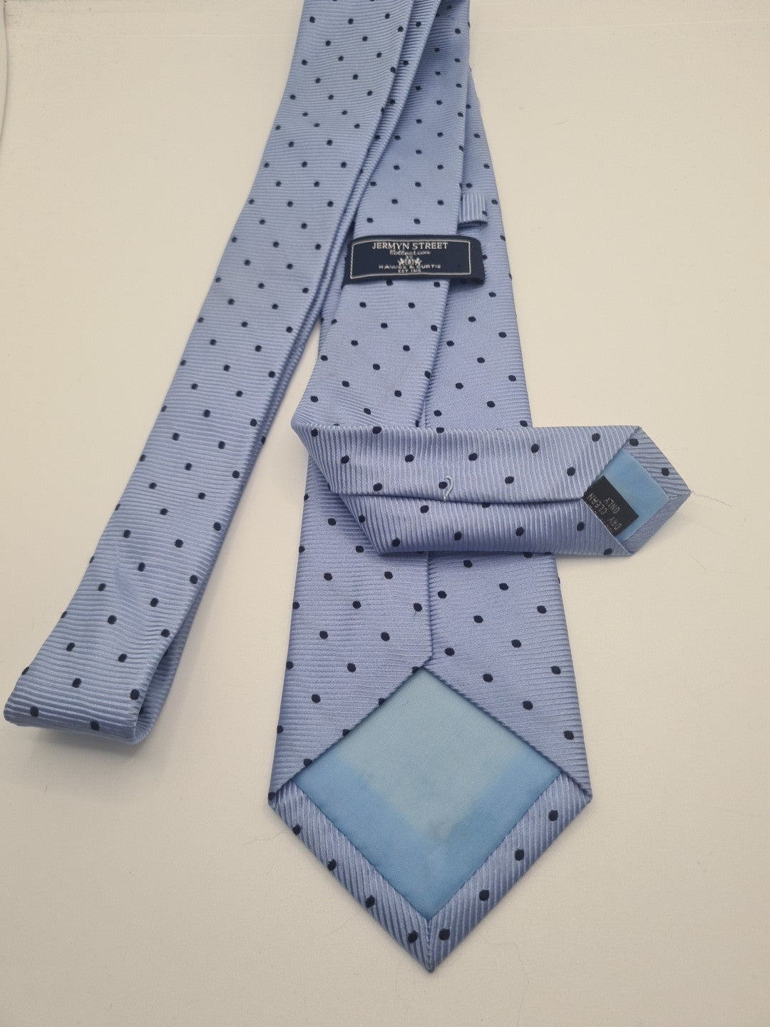 Hawes & Curtis Blue Spotted Mens Silk Tie Classic Designer Necktie Formal Spotted Vintage Mens Tie UK BX5