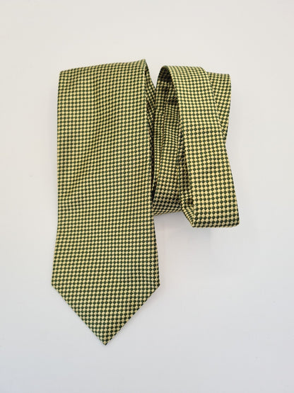 Green / Gold Diamond Pattern Formal Silk Tie | Designer Mens Tie UK Vintage Mens Tie UK BX14