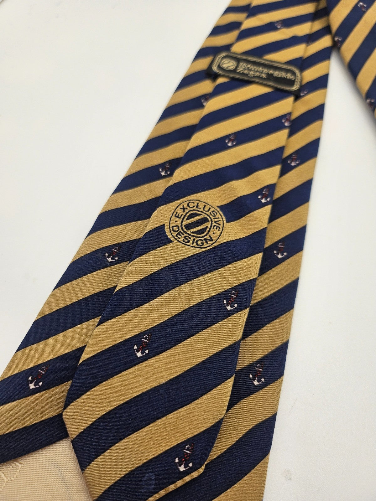 Ermenegildo Zegna Silk Tie Mens Blue Gold Striped Designer Wedding Neck Tie BX10