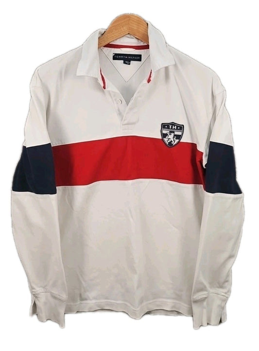 Tommy Hilfiger Rugby Polo Sweater Mens Medium White Stripe TB3