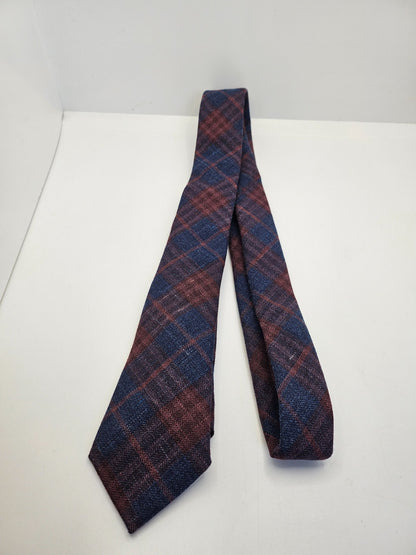 Next Signature Navy Brown Check Silk Tie