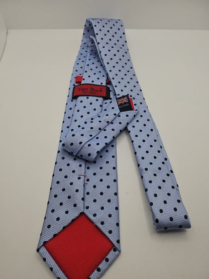 Van Buck Blue Spotty Mens Silk Tie Wedding Formal Neck Tie BX15