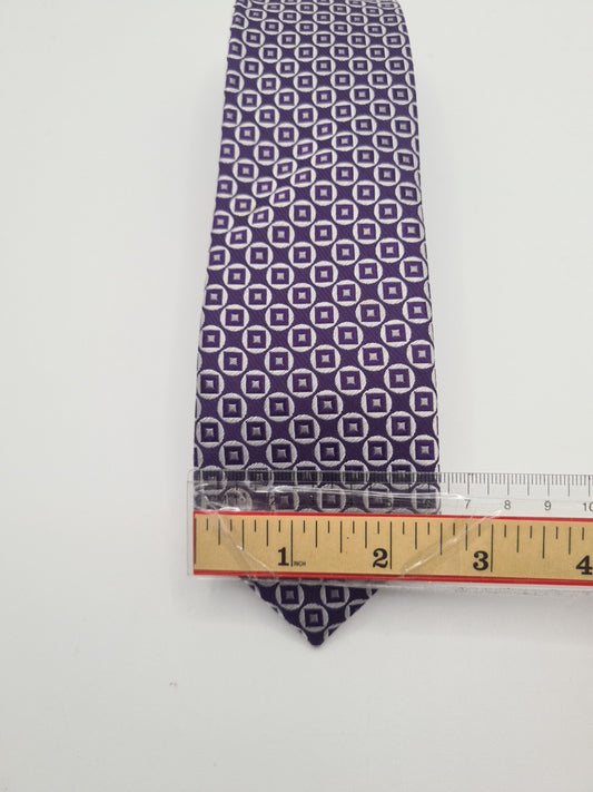 William Hunt Geometric Purple Mens Silk Tie Classic Designer Necktie Formal Geometric Vintage Mens Tie UK BX10