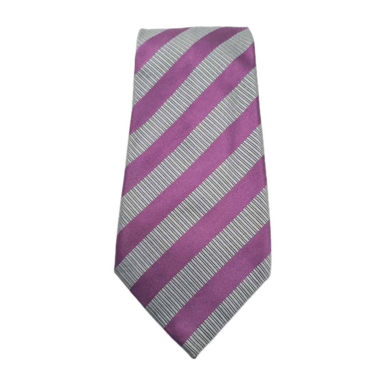 Charles Tyrwhitt Grey Stripe Wedding Mens Silk Tie Classic Formal Necktie Striped Vintage Mens Tie UK BX14