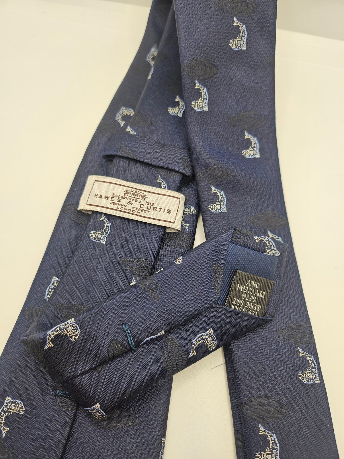 Hawes & Curtis Navy Blue Fish Silk Tie