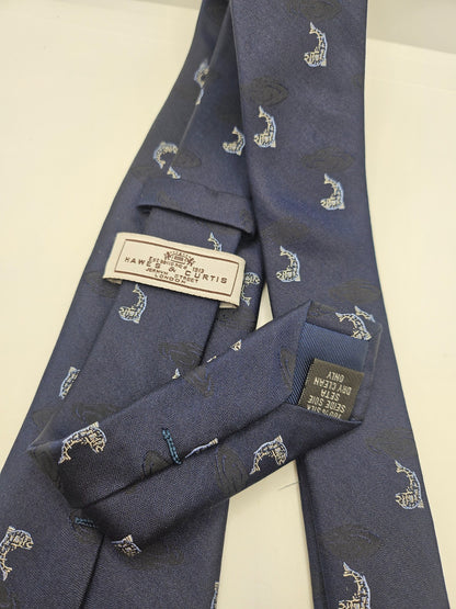 Hawes & Curtis Navy Blue Fish Silk Tie