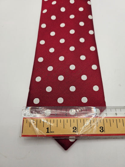 Austin Reed Silk Tie Mens Red White Woven Polka Dot Business Retro Neck Tie BX21