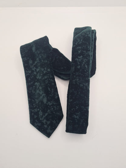 Moss Green Velvet Floral Skinny Mens Silk Tie Classic Designer Necktie Vintage Mens Tie UK BX8