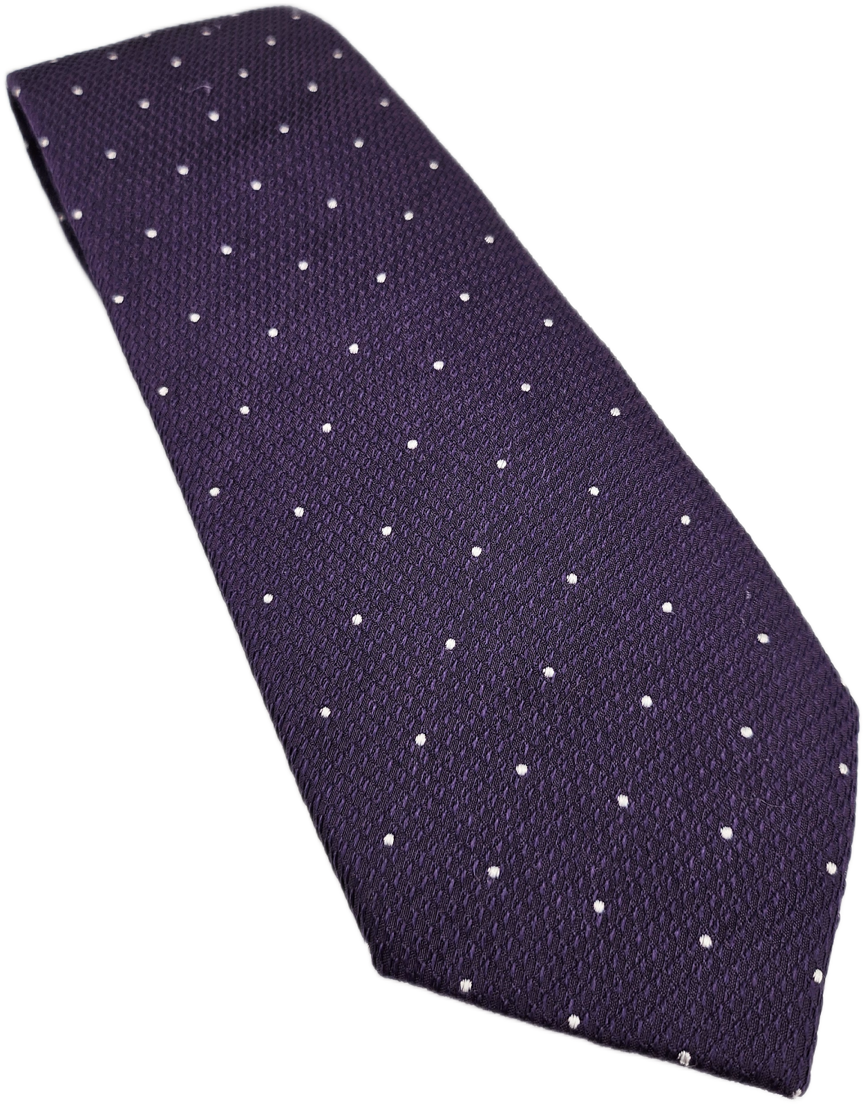 John Franzcomb Silk Tie Mens Purple Polka Dot Wedding Designer Vtg Neck Tie BX23