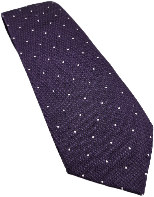 John Franzcomb Silk Tie Mens Purple Polka Dot Wedding Designer Vtg Neck Tie BX23