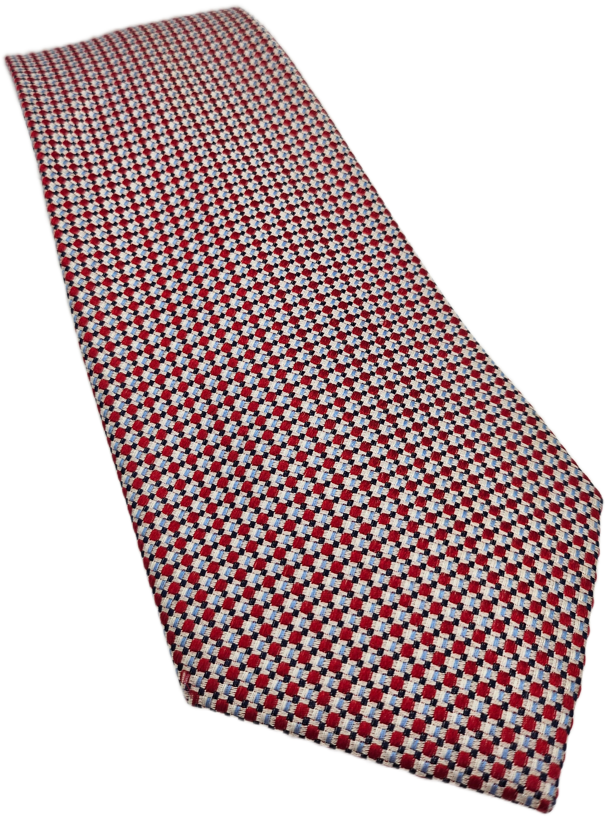 Hawes & Curtis Silk Tie Mens Red Blue White Micro Geometric Wedding Neck Tie BX1