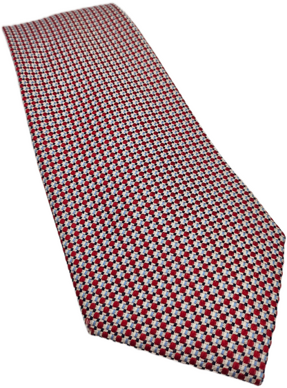 Hawes & Curtis Silk Tie Mens Red Blue White Micro Geometric Wedding Neck Tie BX1