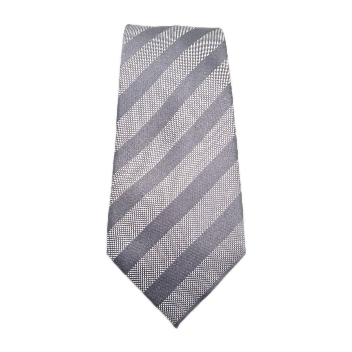 Ted Baker Grey / Silver Stripe Wedding Silk Tie | Designer Mens Tie UK  BX2