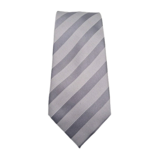 Ted Baker Grey / Silver Stripe Wedding Silk Tie | Designer Mens Tie UK  BX2