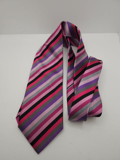 Charles Tyrwhitt Silk Tie Mens Multicoloured Diagonal Stripes Y2k Necktie BX13