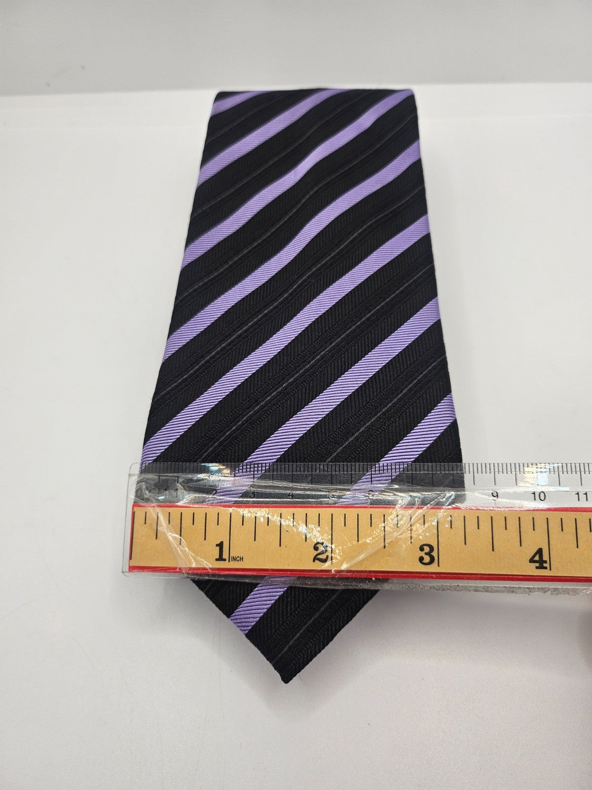 Hugo Boss Black Purple Striped Textured Silk Tie