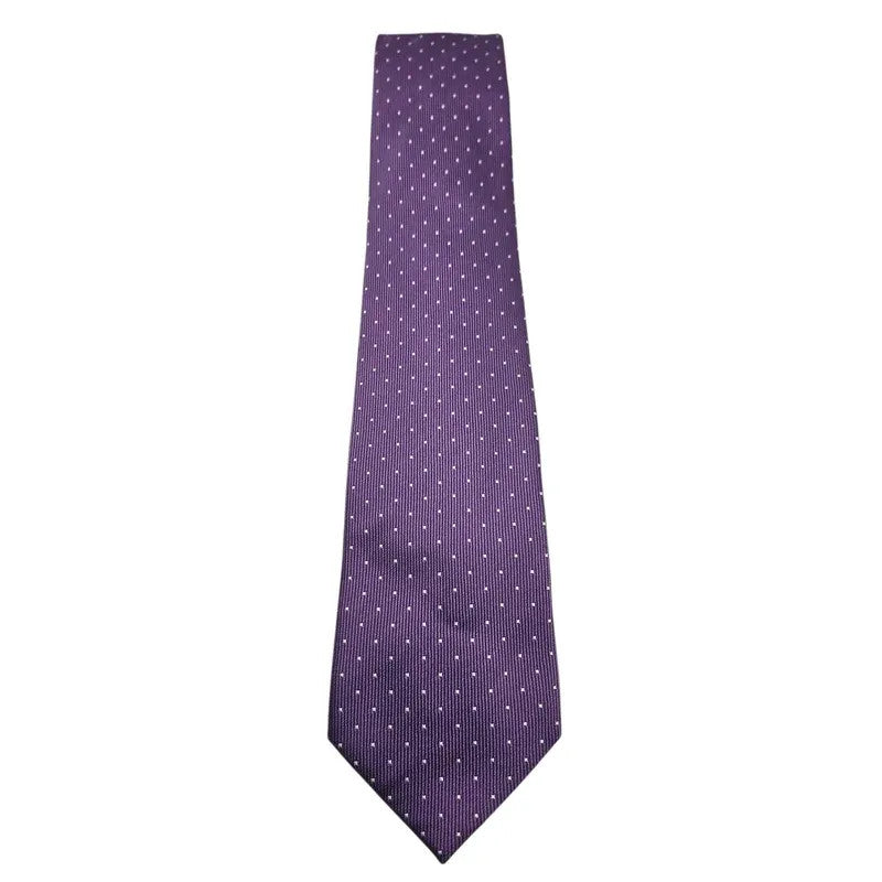 TM Lewin Men's Purple Mini Block Pattern Silk Tie