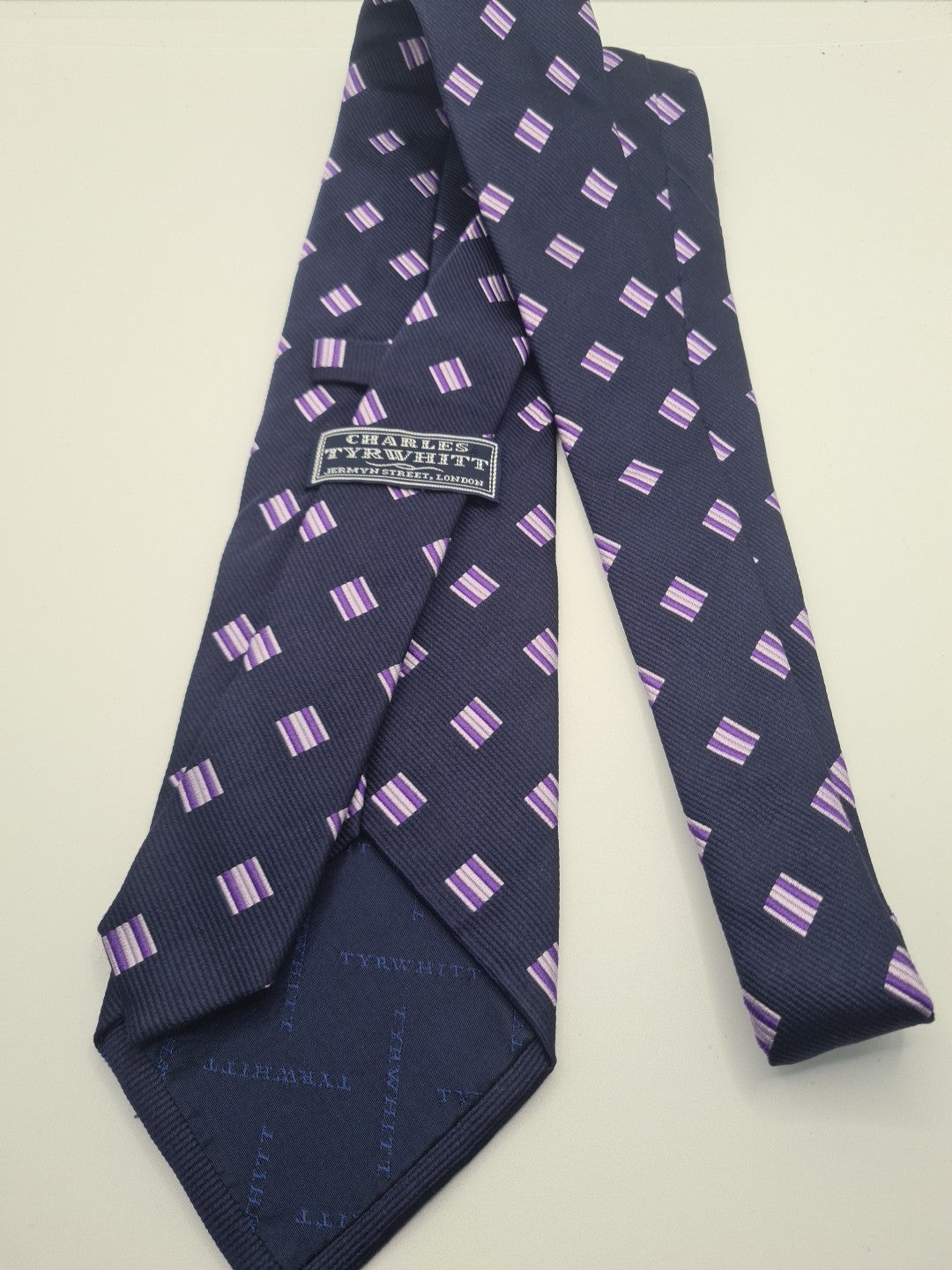 Charles Tyrwhitt Blue Diamond Pattern Mens Silk Tie Designer Necktie Formal Vintage Mens Tie UK BX8