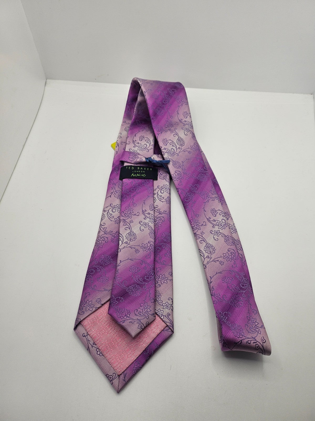Ted Baker Silk Tie Mens Purple Ombre Floral Pattern Statement Retro Necktie BX10
