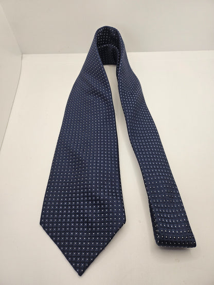 Tommy Hilfiger Silk Tie Mens Navy Blue Dotted Designer Vtg Retro Neck Tie BX15
