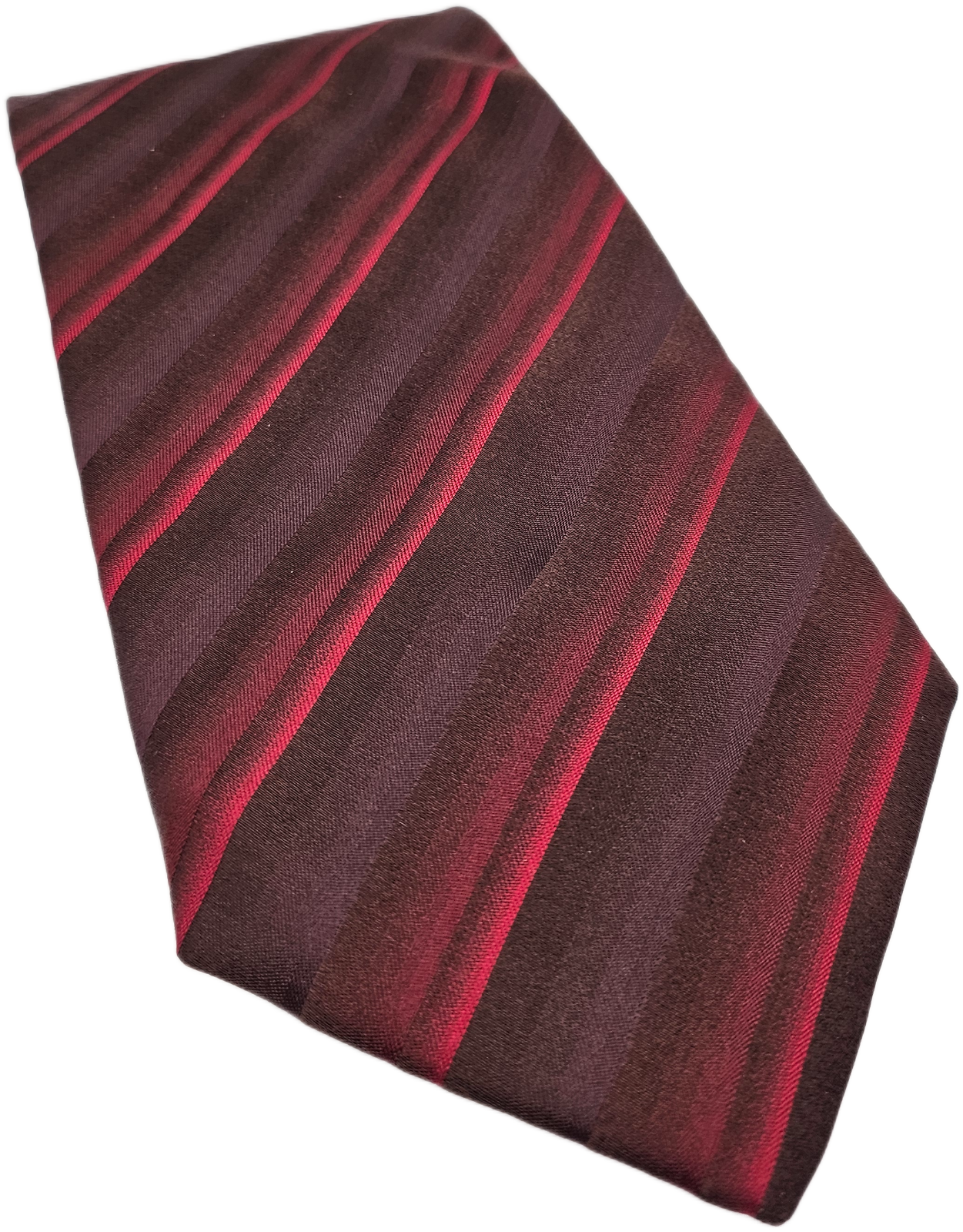 Hugo Boss Burgundy Red Striped Silk Tie