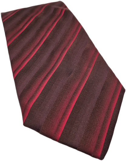 Hugo Boss Burgundy Red Striped Silk Tie