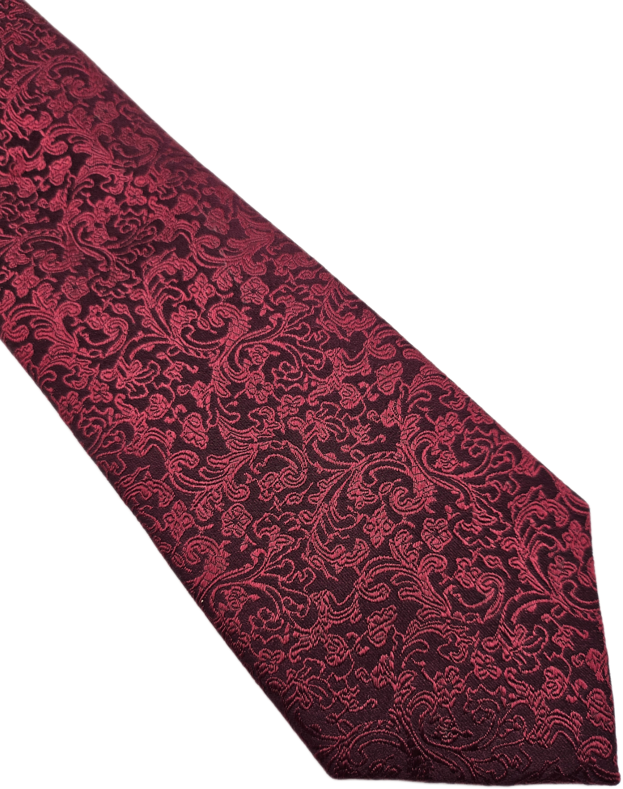 Moss 1851 Silk Tie Mens Burgundy Red Paisley Woven Jacquard Retro Neck Tie BX1