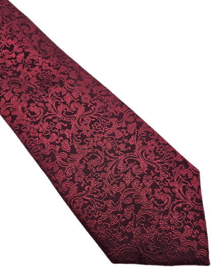 Moss 1851 Silk Tie Mens Burgundy Red Paisley Woven Jacquard Retro Neck Tie BX1