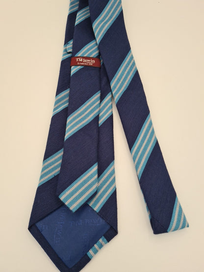 T.M Lewin Blue Striped Formal Business Silk Tie | Designer Mens Tie UK Striped Vintage Mens Tie UK BX14