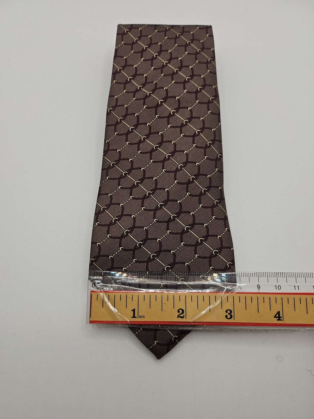 Vintage Brown Chain pattern Mens Silk Tie Wedding Formal Neck Tie BX15