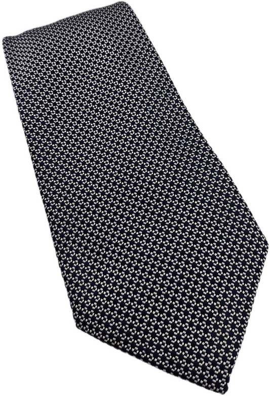 Marks & Spencer Silk Tie Mens Navy White Textured Business Vintage Neck Tie BX12