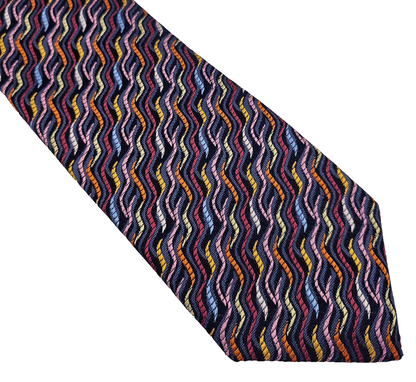 Van Buck Mens Silk Tie Bright Retro Pattern Vtg Wedding Neck Tie R1