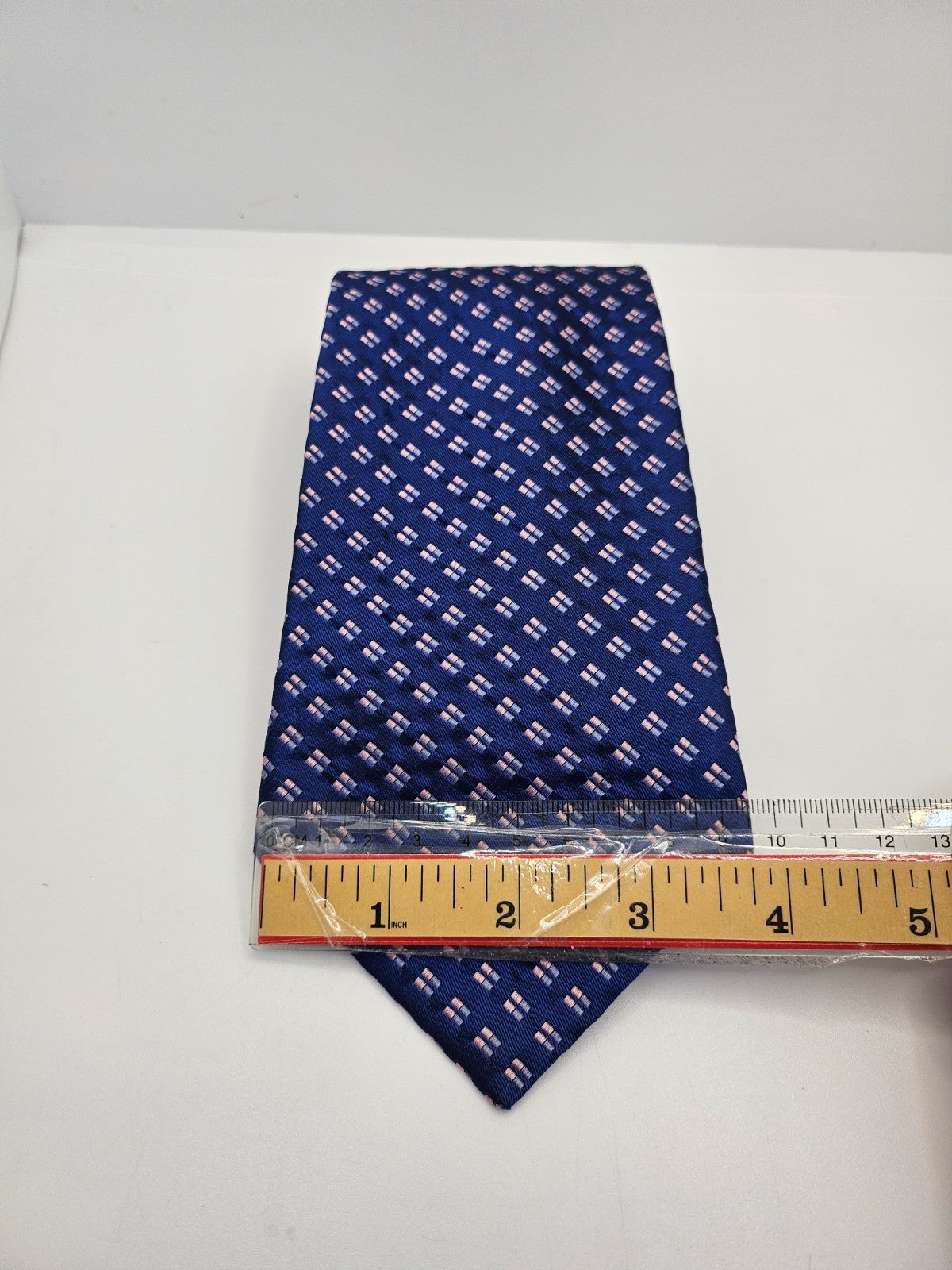 Vintage Mens Silk Tie Osborne Blue Geometric Pattern Textured Neck Tie BX25