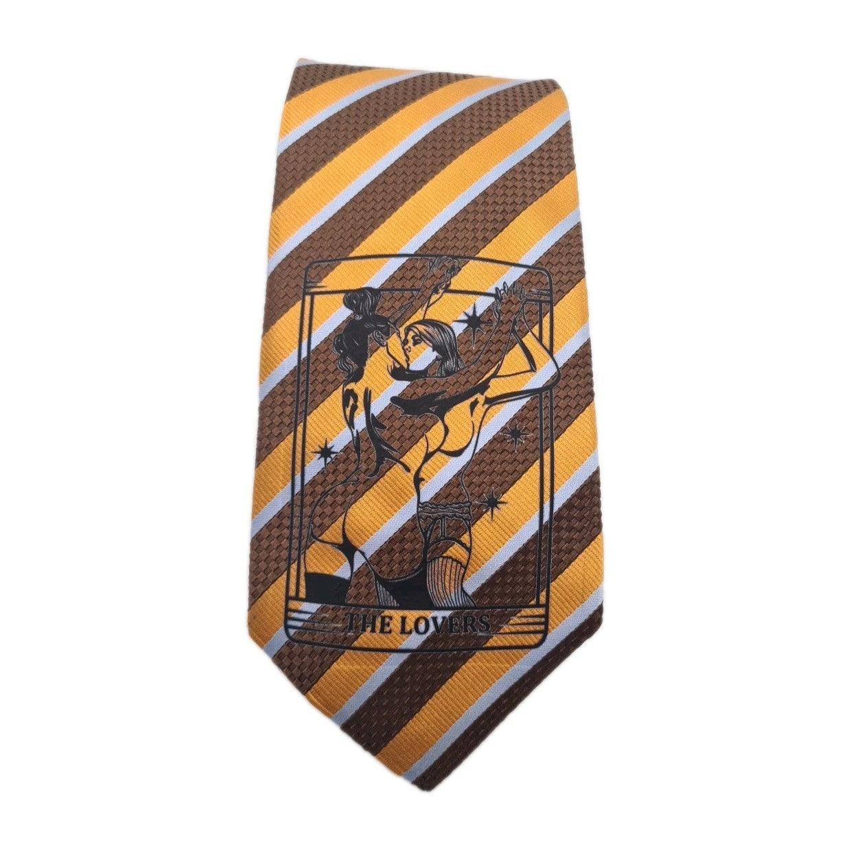 Reworked Punk Graphic Neck Tie Brown Tarot | Emo Alternative Upcycled Tie RW1 Vintage Mens Tie UK