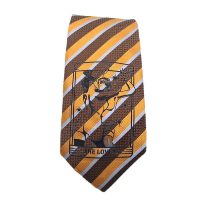 Reworked Punk Graphic Neck Tie Brown Tarot | Emo Alternative Upcycled Tie RW1 Vintage Mens Tie UK