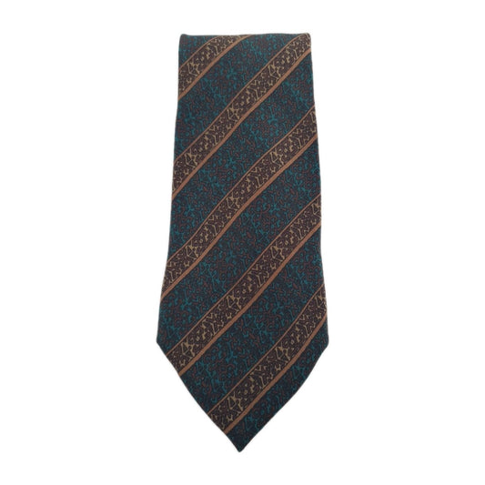 Vintage Green Pattern Silk Tie | Designer Mens Tie UK | Striped | Striped Vintage Mens Tie UK BX13