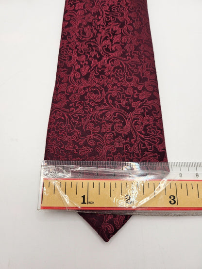Moss 1851 Silk Tie Mens Burgundy Red Paisley Woven Jacquard Retro Neck Tie BX1