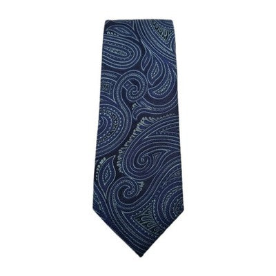 Blue Paisley Jacquard Pattern Silk Tie | Designer Mens Tie UK  BX13 Vintage Retr Retro Wedding