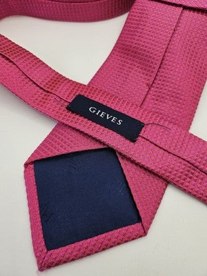 Gieves Silk Tie Mens Pink Textured Diamond Check Vtg Wedding Neck Tie Vintage Retro Formal