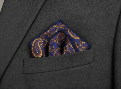 Silk Pocket Square Mens Purple Paisley Vtg Wedding Handkerchief Hankie Formal Suit Vintage