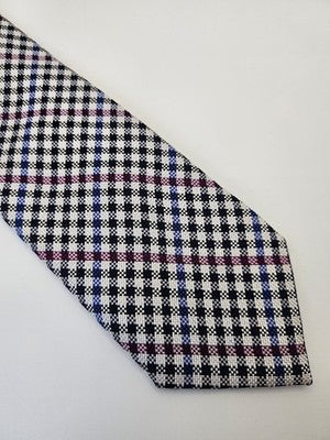 Charles Tyrwhitt Silk Tie Mens Multicoloured Check Houndstooth Neck Tie Vintage Retro Wedding