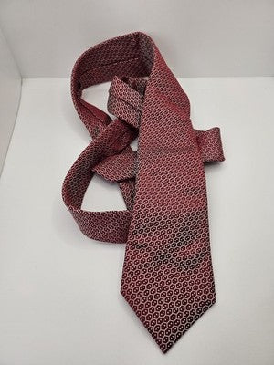 Charles Tyrwhitt Silk Tie Mens Red White Geometric Hexagon Wedding Neck Tie Vintage Retro