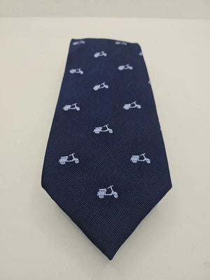 T.M Lewin Blue Scooter Vespa Pattern Mens Silk Tie Wedding Formal Neck Tie BX16 Vintage Retro