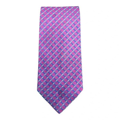 TM Lewin Purple Check Silk Tie Mens Vintage Retro Wedding Formal Designer Classic Necktie